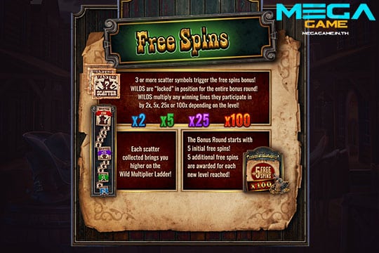 ฟีเจอร์ Free Spins Wanted Wildz